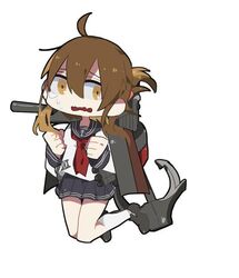  anchor bad_id bad_pixiv_id brown_eyes brown_hair female folded_ponytail inazuma_(kancolle) kantai_collection long_hair open_mouth school_uniform serafuku skirt solo tears uotsu_(sabakou) 