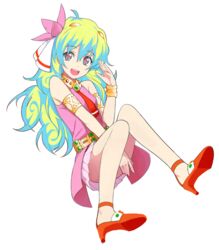  armlet bad_id bad_pixiv_id bracelet cross-shaped_pupils female flower full_body hair_flower hair_ornament high_heels jewelry long_hair multicolored_hair nia_teppelin nnyu smile solo symbol-shaped_pupils tengen_toppa_gurren_lagann two-tone_hair white_background 