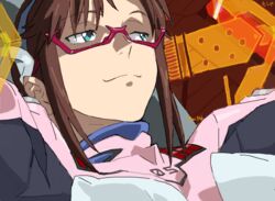  :3 aqua_eyes baariya bad_drawr_id bad_id bad_link brown_hair derivative_work evangelion:_3.0_you_can_(not)_redo female glasses makinami_mari_illustrious neon_genesis_evangelion oekaki plugsuit rebuild_of_evangelion smirk solo 