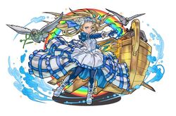  animal bird blonde_hair blue_eyes blue_pantyhose boat boots bovine branch christianity dress elephant female flower frilled_dress frills hair_flower hair_ornament hairband horse jpeg_artifacts lace-up_sleeves long_hair long_sleeves noah&#039;s_ark noah_(p&amp;d) official_art pantyhose puffy_long_sleeves puffy_sleeves puzzle_&amp;_dragons rainbow rhinoceros ribbon rose solo source_request water watercraft white_dress white_flower white_footwear white_rose 