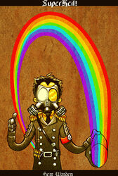 clothing cruzbones gas_mask hat headgear headwear human male mammal mask nazi not_furry rainbow rainbow_arch solo superjail!