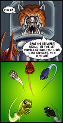 alien arthropod comic dialogue english_text female glowing glowing_eyes group insects male membrane_(anatomy) membranous_wings metroid mother_brain nintendo open_mouth orange_eyes parody power_rangers queblock reptile ridley ripper ripper_(metroid) scalie space_dragon_(metroid) text that_one_bug_that_looks_like_a_croissant_that_you_can_freeze_and_use_as_a_platform wings xenogon