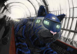 ambiguous_gender domestic_cat edi felid feline felis feral glowing glowing_eyes group human hybrid inside living_machine living_train living_vehicle machine mammal meme monorail_cat solo_focus surreal tabby_cat train vehicle what what_has_science_done