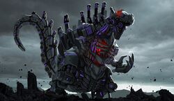  alkham bad_id bad_pixiv_id cloud cloudy_sky glowing glowing_eyes highres mecha mechanical_tail mountain no_humans non-humanoid_robot open_hand open_mouth robot robot_animal science_fiction sharp_teeth sky solo standing tail teeth zero_grizis zoids zoids_wild zoids_wild_zero 