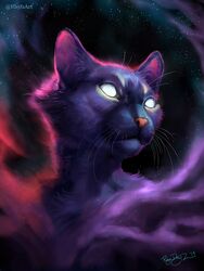  2019 3:4 ambiguous_gender cosmic_background cosmic_being digital_media_(artwork) domestic_cat felid feline felis fur mammal nebula rhyu solo space whiskers 