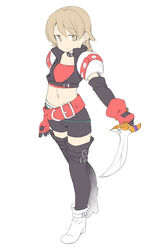  bad_id bad_pixiv_id bandeau belt belt_buckle black_jacket black_shorts black_sleeves black_thighhighs blush boots brown_eyes brown_hair buckle closed_mouth cosplay cropped_jacket detached_sleeves female full_body gloves hair_between_eyes high_heel_boots high_heels holding holding_sword holding_weapon idolmaster idolmaster_cinderella_girls jacket long_hair long_sleeves midriff morikubo_nono navel photoshop_(medium) puffy_short_sleeves puffy_sleeves red_bandeau red_belt red_gloves ringlets rutee_katrea rutee_katrea_(cosplay) short_shorts short_sleeves short_sword shorts simple_background smile solo sword tales_of_(series) tales_of_destiny thighhighs uccow weapon white_background white_footwear 