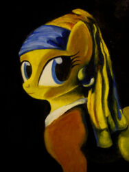 3:4 absurd_res ear_piercing equid equine female friendship_is_magic girl_with_a_pearl_earring hasbro hi_res horse inspired_by_formal_art invalid-david johannes_vermeer mammal my_little_pony piercing pony solo