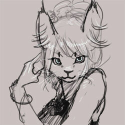 1:1 felid female hair kunugi looking_at_viewer low_res mammal restricted_palette solo whiskers