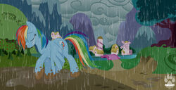 bedraggled blue_body blue_feathers blue_fur blue_mood bodily_fluids cloud crying cutie_mark depression equid equine feathered_wings feathers female feral friendship_is_magic fur hair hasbro mammal multicolored_hair multicolored_tail my_little_pony mythological_creature mythological_equine mythology nabbiekitty outside overcast pegasus rainbow_dash_(mlp) rainbow_hair rainbow_tail raining sad sky solo storm tail tears tears_in_rain wet wet_body wet_fur wings