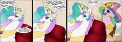 alicorn comic digoraccoon duo english_text equid equine feathered_wings feathers female feral friendship_is_magic furniture hasbro horn invisible_pink_unicorn mammal my_little_pony mythological_creature mythological_equine mythology princess princess_celestia_(mlp) recolor_(disambiguation) royalty shrink_(disambiguation) sofa square_crossover text unicorn white_body white_feathers wings