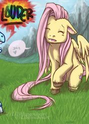 blue_body blue_fur closed_eyes cutie_mark dialogue duo english_text equid equine feathered_wings feathers female feral fluttershy_(mlp) friendship_is_magic fur grass hair hasbro lilithnanhart long_hair mammal my_little_pony mythological_creature mythological_equine mythology pegasus pink_hair plant quadruped rainbow_dash_(mlp) solo_focus tail text wings yay yellow_body yellow_feathers yellow_fur