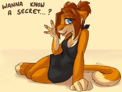 4:3 anthro black_clothing black_dress blue_eyes breasts cinnamonhunter cleavage clothed clothing cougar dress eyelashes felid feline female fingerpads hair mammal pawpads red_hair secret sharing solo tail wallpaper