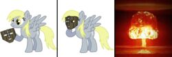 3:1 comic cutie_mark death-driver-5000 derpy_hooves equid equine feathered_wings feathers female feral friendship_is_magic grey_body grey_feathers hasbro mammal my_little_pony mythological_creature mythological_equine mythology nuke pegasus quadruped solo tail the_mask wings yellow_eyes