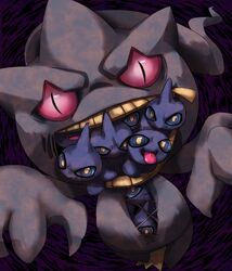 ambiguous_gender banette body_zipper creepy generation_3_pokemon ghost group humanoid looking_at_viewer nintendo open_mouth pokemon pokemon_(species) red_eyes schwarzer-hund shuppet spirit tongue tongue_out undead zipper zipper_mouth