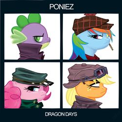 1:1 2d_(gorillaz) applejack_(mlp) blonde_hair blue_body blue_eyes blue_fur blue_hair cigarette clothing demon_days dragon earth_pony english_text equid equine eyewear female freckles friendship_is_magic fur goggles gorillaz green_eyes green_hair group hair hasbro hat headgear headwear horse low_res male mammal multicolored_hair murdoc_niccals my_little_pony mythological_creature mythological_scalie mythology noodle_(gorillaz) orange_hair parody pinkie_pie_(mlp) pony pupils rainbow_dash_(mlp) rainbow_hair red_hair russel_(gorillaz) scalie slit_pupils spike_(mlp) text txlegionnaire