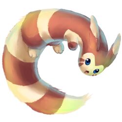 1:1 alpha_channel ambiguous_gender blue_eyes evilqueenie facial_markings furret generation_2_pokemon head_markings long_ears long_tail looking_at_viewer mammal markings mustelid nintendo open_mouth pokemon pokemon_(species) simple_background smile solo tail transparent_background