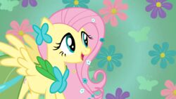 16:9 arthropod butterfly clothing dress equid equine feathered_wings feathers female feral flower fluttershy_(mlp) friendship_is_magic hasbro hi_res insect_wings insects lepidopteran mammal my_little_pony mythological_creature mythological_equine mythology pegasus plant shelltoontv smile solo wallpaper widescreen wings yellow_body yellow_feathers