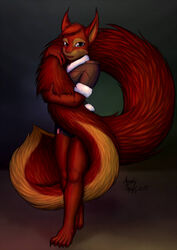 2011 anthro arche_kruz big_tail bottomwear clothed clothing digital_drawing_(artwork) digital_media_(artwork) female fluffy full-length_portrait fully_clothed fur grey_eyes hair hi_res holding_tail hug huge_tail humanoid_hands hyper hyper_tail inks long_tail looking_at_viewer mammal nadia orange_body orange_fur plantigrade portrait red_body red_fur rodent sciurid shaded shorts signature simple_background solo tail tail_hug tree_squirrel