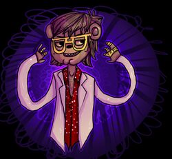 adventure_time anthro bear black_nose brown_body brown_fur brown_hair cartoon_network clothed clothing cosplay crossover eyewear front_view fur glasses hair jacket male mammal party_bear party_pat party_pete regular_show shirt short_hair smile solo toony topwear unknown_artist