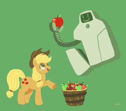 2011 apple applejack_(mlp) clothing duo earth_pony equid equine female feral food friendship_is_magic fruit hasbro hat headgear headwear horse jailbot jake_lion mammal my_little_pony plant pony quadruped superjail! tail