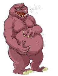 3_toes 4_fingers anthro belly big_belly biped burping canson claws colored_sketch feet fingers hand_on_belly heart_of_darkness male mefudoka monster navel nude open_mouth overweight overweight_anthro overweight_male sharp_teeth simple_background sketch solo standing teeth toes tongue white_background