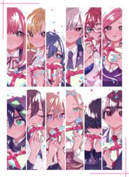  aijou_rentaro cleavage eiai_nano hanazono_hakari inda_karane kimi_no_koto_ga_dai_dai_dai_dai_daisuki_na_100-nin_no_kanojo maid megane nozawa_yukiko open_shirt seifuku sweater tagme transparent_png valentine yakuzen_kusuri yoshimoto_shizuka 