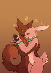 anthro anthro_on_anthro bell bracelet bunny_(courage_the_cowardly_dog) cartoon_network closed_eyes coconutmilkyway courage_the_cowardly_dog duo felid female female/female happy heart_symbol hi_res hug jewelry kitty_(courage_the_cowardly_dog) lagomorph leporid mammal necklace nude rabbit romantic romantic_couple smile tail toy_mouse