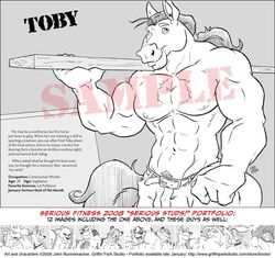 abs anthro belt biceps bottomwear clothed clothing cooner denim denim_bottomwear denim_clothing english_text equid equine flexing fur hair horse jeans lumber male mammal muscular muscular_anthro muscular_male nipples pants pecs ponytail pose sketch solo text topless wood