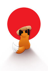 2011 anthro band-aid bandage canid canine emily_chan first_aid flag fox japan japanese_flag male mammal shadow simple_background solo stupidfox white_background