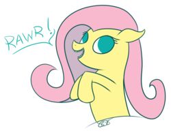 aruigus808 equid equine female feral fluttershy_(mlp) friendship_is_magic green_eyes hair hasbro horse mammal my_little_pony pink_hair pony quadruped rawr simple_background solo white_background