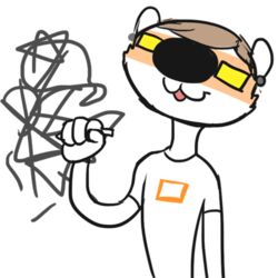 1:1 animated anthro artist blush creating_art drawing eyewear glasses low_res male mammal mustelid musteline nate_(ritts) ritts short_playtime simple_background solo star steam true_musteline weasel what white_background