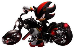 anthro black_body black_fur eulipotyphlan fur gun headlights hedgehog holding_fixture looking_at_viewer low_res male mammal motorcycle official_art ranged_weapon red_eyes sega shadow_the_hedgehog shadow_the_hedgehog_(video_game) solo sonic_the_hedgehog_(series) unknown_artist vehicle weapon