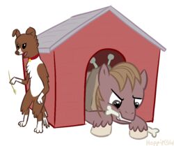 alpha_channel angry big_macintosh_(mlp) bone canid canine canis chewing_grass discorded domestic_dog duo earth_pony equid equine female feral friendship_is_magic hasbro horse male mammal my_little_pony plow_yoke pony pyritie simple_background transparent_background wheat winona_(mlp)