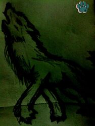 3:4 ambiguous_gender canid canine canis digital_drawing_(artwork) digital_media_(artwork) feral green_theme howl lobo mammal mika_(artist) nude portrait quadruped side_view solo standing three-quarter_portrait wolf