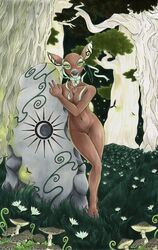 anthro breasts cervidian94 collaboration deer detailed_background female forest hi_res hooves kaneshia lorien077 mammal nude outside plant solo tree