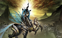 16:10 2013 ambiguous_gender arthropod blue_hair bodily_fluids changeling detailed_background equid feral friendship_is_magic green_eyes group hair hasbro hi_res horn insect_wings looking_at_viewer mammal my_little_pony outside queen_chrysalis_(mlp) saliva signature wallpaper widescreen wings ziom05