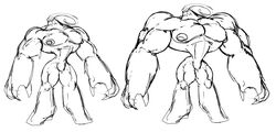 dragmon hi_res humanoid league_of_legends male monochrome muscular nipples pecs riot_games tencent zac_(lol)