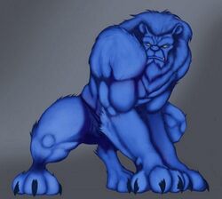 abs all_fours anthro beast_(marvel) biceps big_muscles blue_body blue_fur blue_hair bottomwear claws clothed clothing crouching fangs fur hair kaiserleomon_(artist) loincloth male marvel muscular muscular_anthro muscular_male pecs pose solo teeth toe_claws topless underwear x-men