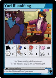 anthro avian bench bird black_border black_nose book border card card_template collarbone college felid food fruit furoticon group heart_symbol male mammal owner_card pantherine plant procyonid raccoon school sitting spackered strawberry student tiger trading_card trading_card_game trading_card_template