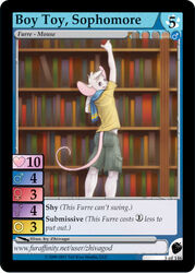 anthro asexual_symbol ass bent_arm big_ears biped book bookshelf bottomwear boy_toy butt_pose card card_template cargo_shorts character_name clothing copyright_symbol curled_tail english_text extended_arm fur furniture furoticon hair head_turned holding_book holding_object humanoid_hands library looking_at_viewer looking_back looking_back_at_viewer male mammal mouse murid murine narrow_tail number pink_body pink_skin pose purple_eyes raised_arms raised_hand reaching rear_view rodent scarf shirt short_hair shorts smile solo sophomore standing straight_legs symbol tail text thin_tail topwear trading_card trading_card_game trading_card_template white_body white_fur white_hair zhivago_(artist)