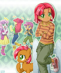 2013 accessory apple_bloom_(eg) babs_seed_(eg) babs_seed_(mlp) boots bottomwear bow_(feature) bow_accessory bow_ribbon clothing cutie_mark_crusaders_(eg) earth_pony equestria_girls equid equine female fence footwear freckles friendship_is_magic green_eyes group hair hair_accessory hair_ribbon hairbow hasbro horse hula_hoop human looking_at_viewer mammal multicolored_hair my_little_pony pink_hair pony purple_hair red_hair ribbons scootaloo_(eg) shirt shoes shorts sneakers sweetie_belle_(eg) topwear two_tone_hair uotapo