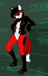 anthro black_hair black_nose canid canine clothing eyewear female fox frankieancelotti fur glasses hair mammal red_body red_fur solo spandex tight_clothing