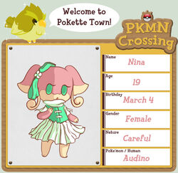 accessory alternative_fashion animal_crossing anthro audino bow_(feature) bow_accessory bow_ribbon crossover decorated_bow dialogue english_text feathered_wings feathers female floral flower flower_accessory flower_bow flower_hair_accessory flower_on_head generation_1_pokemon generation_5_pokemon hair_accessory hair_ribbon hairbow j-fashion location_in_dialogue lolita_(fashion) nintendo pidgey plant pokemon pokemon_(species) prismhard ribbons solo speech_bubble text wings