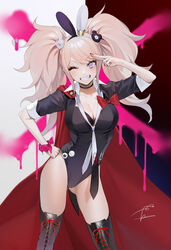  animal_ears bunny_ears bunny_girl cleavage dangan-ronpa enoshima_junko ohisashiburi thighhighs 