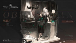  arknights black_dress bottle cup dress drinking_glass earrings female hair_ornament hammer heibaise_jiangshi highres horns jewelry long_hair mudrock_(arknights) mudrock_(obsidian)_(arknights) necklace official_alternate_costume official_art phone pointy_ears red_eyes white_hair wine_bottle wine_glass 