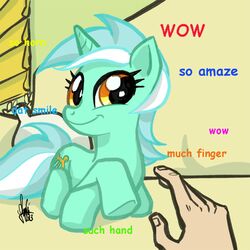 1:1 2014 cutie_mark dialogue disembodied_hand doge dogelore duo english_text equid equine female feral friendship_is_magic furniture green_hair hair hasbro horn human lying lyra_heartstrings_(mlp) mammal meme multicolored_hair my_little_pony mythological_creature mythological_equine mythology pillow smile sofa text theartrix two_tone_hair unicorn white_hair yellow_eyes