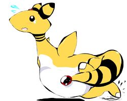 0024yuuki 5:4 ampharos blush bodily_fluids female feral generation_2_pokemon nintendo pokemon pokemon_(species) solo tears tripping yellow_body yellow_skin