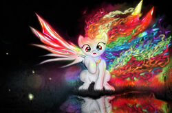 alternate_color blue_body blue_fur bronysaiyan colored_fire equid equine feathered_wings feathers female fire flaming_hair flaming_tail friendship_is_magic fur hasbro hi_res iridescent iridescent_water iridescent_wings mammal multicolored_body multicolored_feathers multicolored_fire my_little_pony mythological_creature mythological_equine mythology night outside pegasus pseudo_hair purple_eyes rainbow rainbow_body rainbow_dash_(mlp) rainbow_feathers rainbow_fire solo tail wings