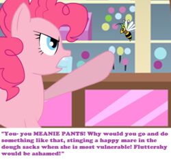 2014 arthropod bee blue_eyes bsting earth_pony english_text equid equine female feral friendship_is_magic fur hair hasbro horse hymenopteran insects long_hair mammal my_little_pony pink_body pink_fur pink_hair pinkie_pie_(mlp) pony solo text