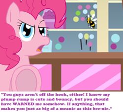 2014 arthropod bee blue_eyes bsting earth_pony english_text equid equine female feral friendship_is_magic fur hair hasbro horse hymenopteran insects long_hair mammal my_little_pony pink_body pink_fur pink_hair pinkie_pie_(mlp) pony solo text